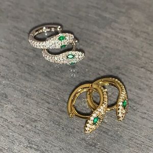 Snake Earrings, snake hoop earrings, gold snake earrings, silver snake earrings